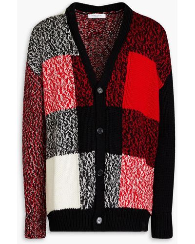 Maison Kitsuné Checked Wool Cardigan - Red