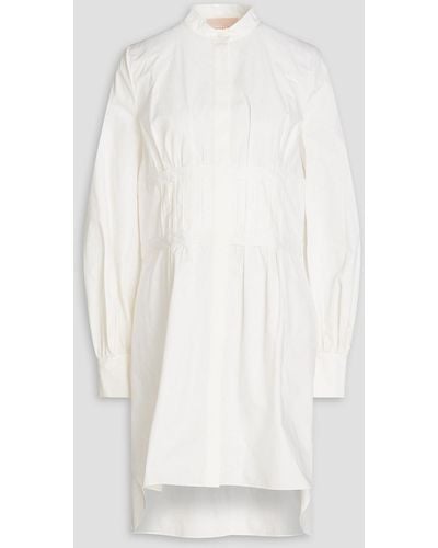 ROKSANDA Orsa Pintucked Cotton Mini Shirt Dress - White