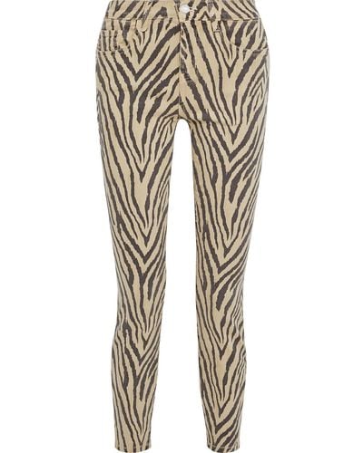 Current/Elliott The High Waist Ankle Tiger-print High-rise Skinny Jeans - Natural