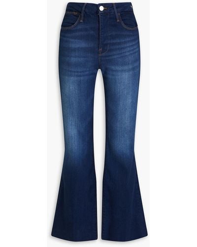 FRAME Le easy hoch sitzende kick-flare-jeans in ausgewaschener optik - Blau