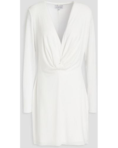 Halston Fay Draped Stretch-jersey Mini Dress - White