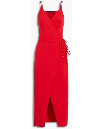 ViX Cyndi midi-wickelkleid aus voile in knitteroptik - Rot