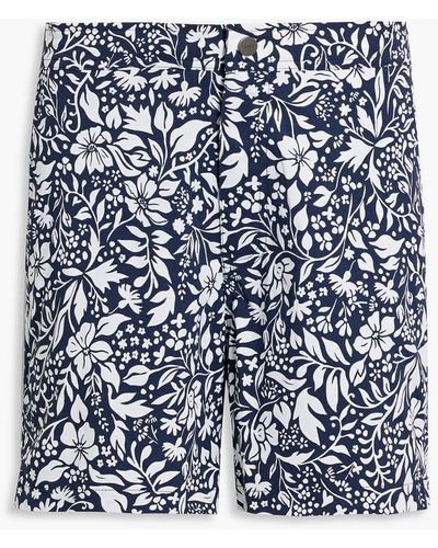 Onia Calder Mid-length Floral-print Swim Shorts - Blue