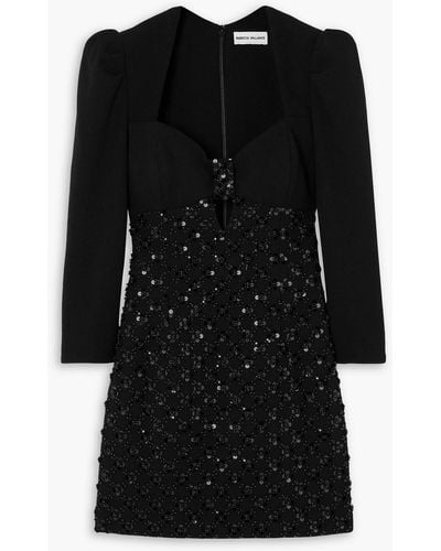 Rebecca Vallance Marie Cutout Embellished Cady Mini Dress - Black
