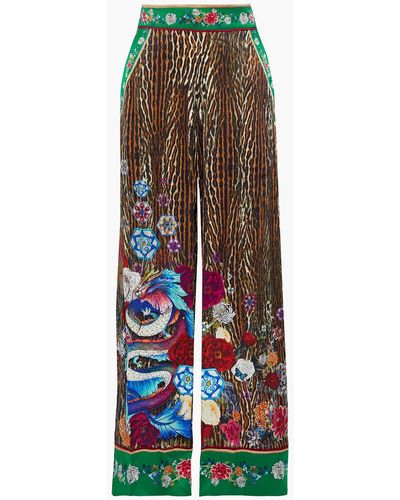 Camilla Crystal-embellished Printed Silk Crepe De Chine Wide-leg Pants - Multicolour
