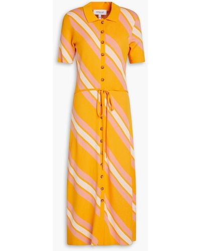 10 Crosby Derek Lam Aurelia Striped Cotton-blend Midi Shirt Dress - Orange