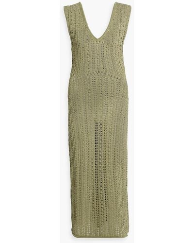 Savannah Morrow Tallara Pointelle-knit Pima Cotton Midi Dress - Green
