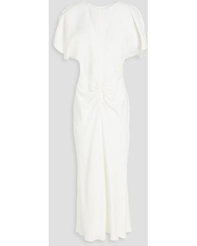 Victoria Beckham Ruched Crepe Midi Dress - White