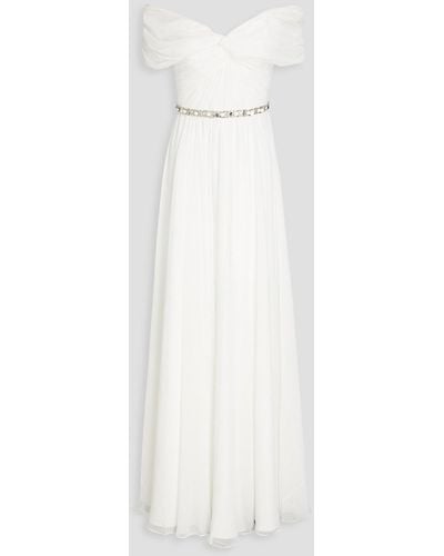 Jenny Packham Crystal-embellished Chiffon Bridal Gown - White