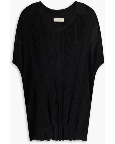Gentry Portofino Ribbed-knit Polo Shirt - Black