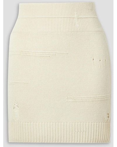 Helmut Lang Distressed Wool-blend Mini Skirt - Natural