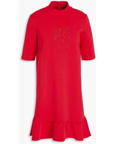Emporio Armani Embroide Cotton-blend Jersey Mini Dress - Red