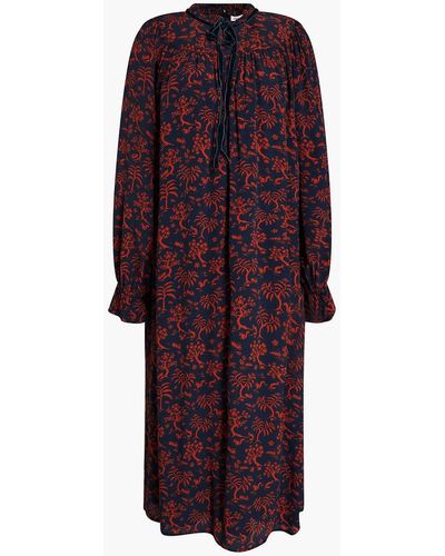 Lily and Lionel Tilly Pintucked Printed Crepe Midi Dress - Multicolour