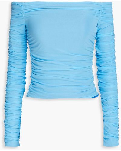 Simon Miller Nai Off-the-shoulder Ruched Jersey Top - Blue