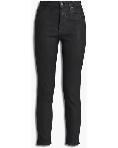 3x1 Channel Seam Coated High-rise Skinny Jeans - Black
