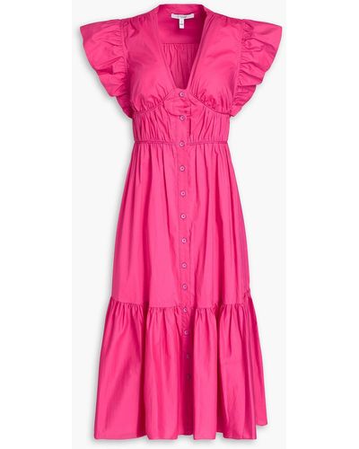 10 Crosby Derek Lam Ruffled Cotton-poplin Midi Dress - Pink