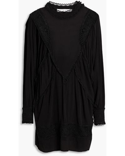 IRO Charsti Guipure Lace-paneled Crepe Mini Dress - Black