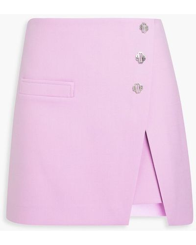 Maje Wrap-effect Embellished Twill Mini Skirt - Pink