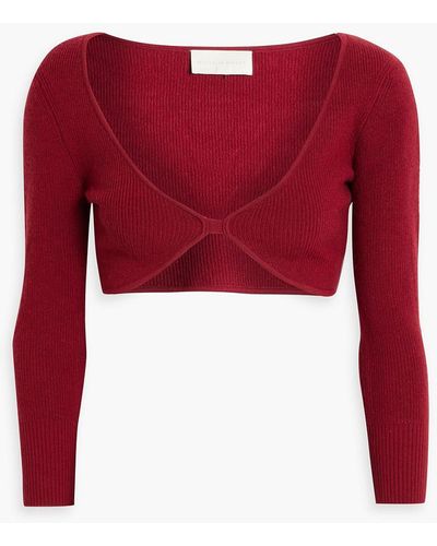 Michelle Mason Cropped Ribbed-knit Top - Red