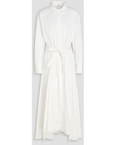 FRAME Pleated Cotton-blend Poplin Maxi Shirt Dress - White