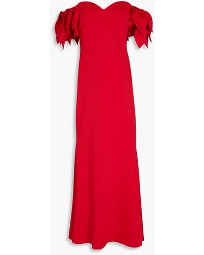 Badgley Mischka Embellished Scuba Gown - Red