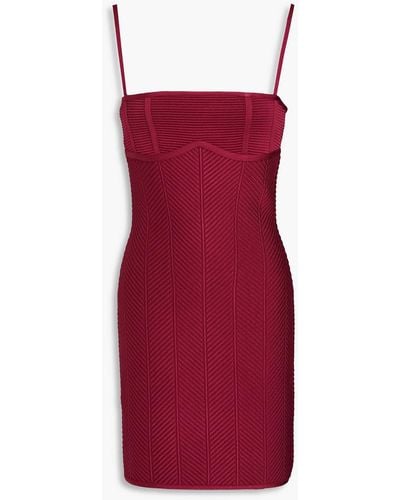 Hervé Léger Ribbed Bandage Mini Dress - Red