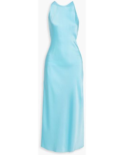 Rosetta Getty Open Back Satin-crepe Maxi Dress - Blue