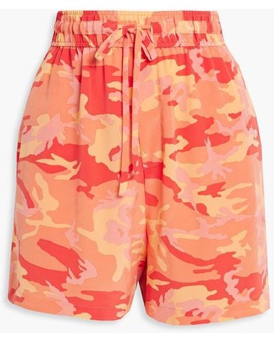Equipment Nimma Camouflage-print Washed-silk Shorts - Orange