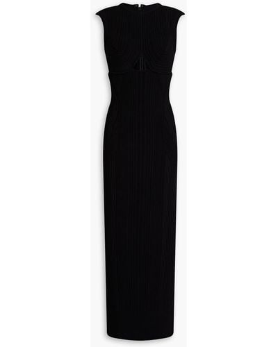Hervé Léger Cutout Ribbed-knit Gown - Black