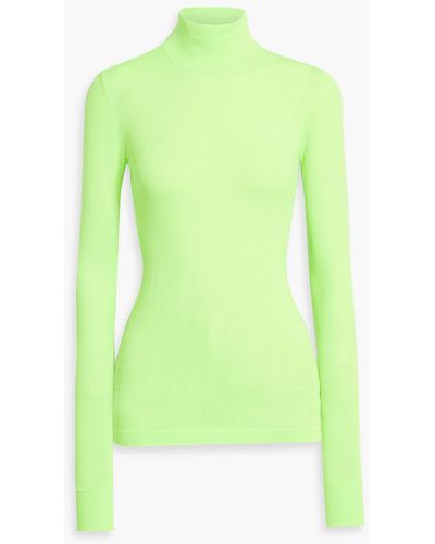 Les Rêveries Neon Stretch-knit Turtleneck Top - Green