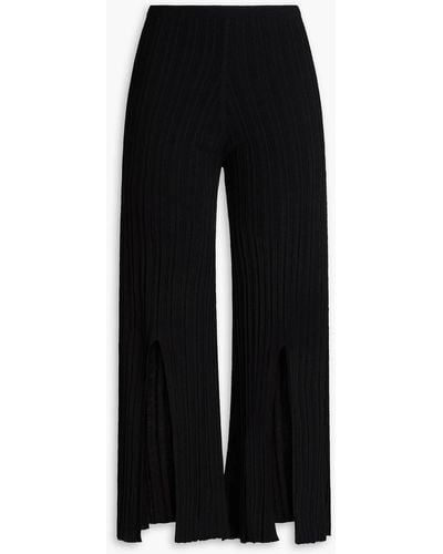 By Malene Birger Irvan Ribbed-knit Wide-leg Trousers - Black
