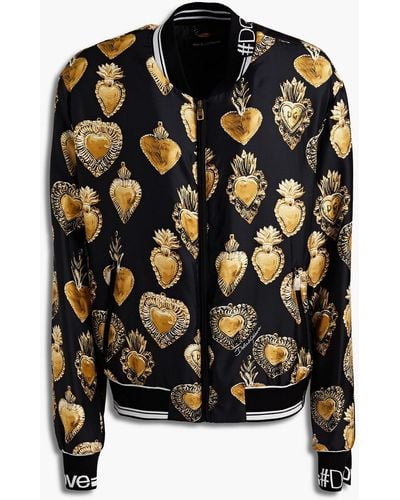 Dolce & Gabbana Printed Silk-twill Bomber Jacket - Black