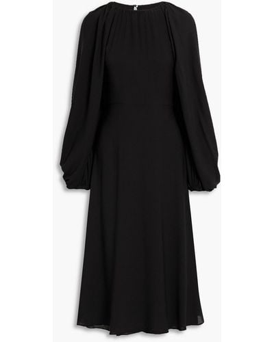 Valentino Garavani Gathered Silk-crepe Dress - Black