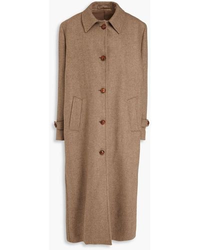 Giuliva Heritage Maria Herringbone Wool And Cashmere-blend Coat - Brown
