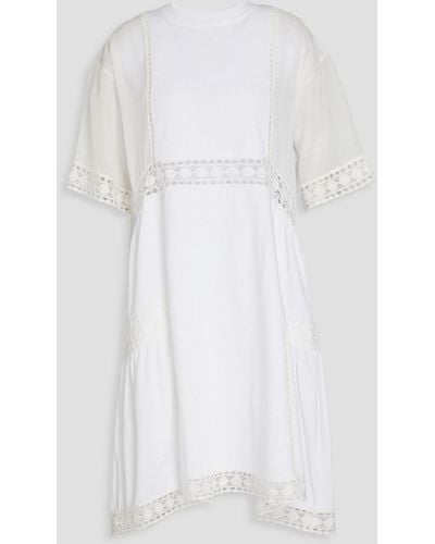 See By Chloé Kleid aus baumwoll-jersey mit gaze-einsätzen - Weiß
