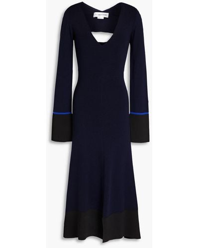 Victoria Beckham Cutout Wool-blend Midi Dress - Blue
