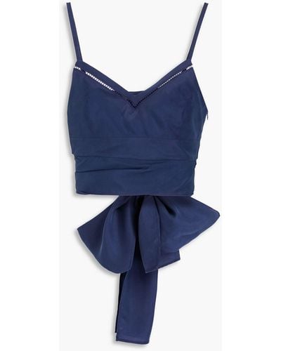 Alberta Ferretti Cutout Draped Silk Top - Blue