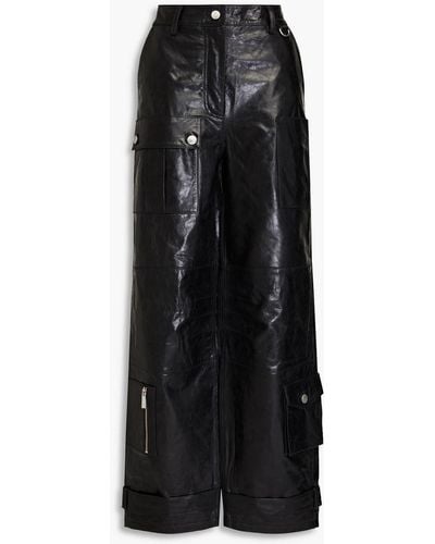 REMAIN Birger Christensen Distressed Leather Cargo Trousers - Black
