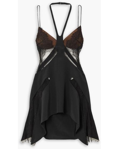 Dion Lee Butterfly Cutout Stretch-lace, Crepe And Tulle Mini Dress - Black