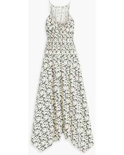 Proenza Schouler Ruched Floral-print Cotton-poplin Midi Dress - White