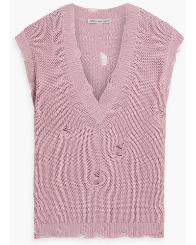 Autumn Cashmere Distressed Cotton Sweater - Pink