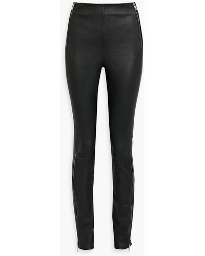 Helmut Lang Zip-detailed Leather Skinny Pants - Black
