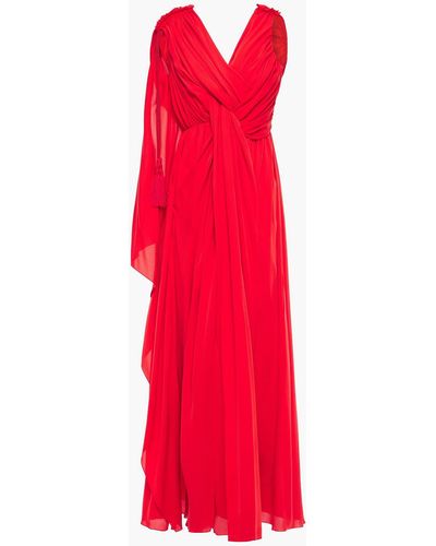 Lanvin Ruched draped silk-crepe gown - Rot