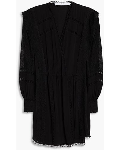 IRO Cassie Guipure Lace And Crepe Mini Dress - Black
