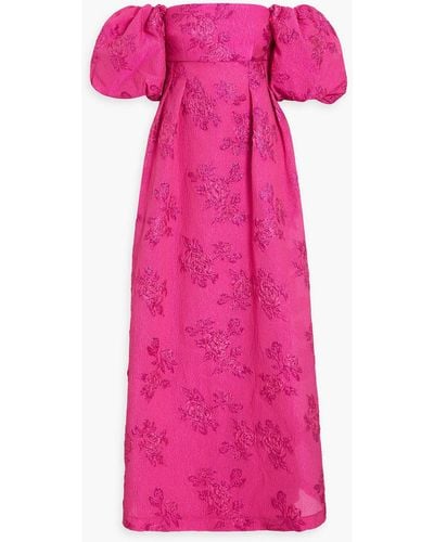 Rebecca Vallance Matchmaker Off-the-shoulder Metallic Cloqué-jacquard Gown - Pink