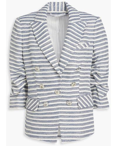 Veronica Beard Ryland Striped Cotton-blend Tweed Blazer - Grey