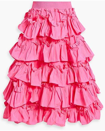RED Valentino Ruffled Taffeta Midi Skirt - Pink