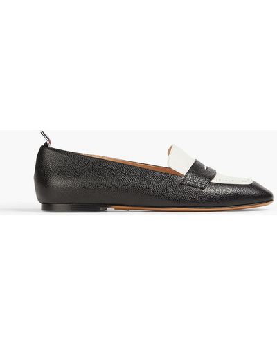Thom Browne Two-tone Pebbled-leather Loafers - Black