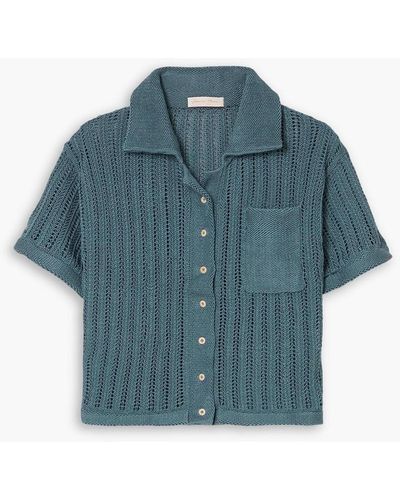Savannah Morrow Mirana Crocheted Pima Cotton Shirt - Blue