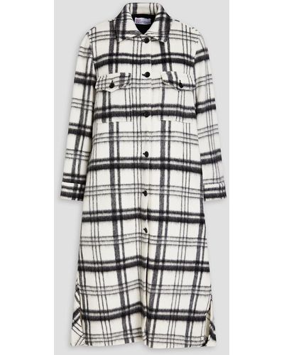 RED Valentino Double-breasted Checked Wool-blend Velour Coat - Grey